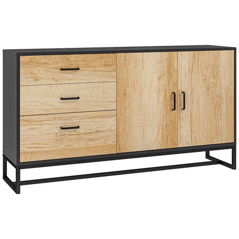 Credenza Moderna con 3 Cassetti e un Armadietto Cucina 2 Ante Soft-Close con Ripiano Regolabile - Foto 1