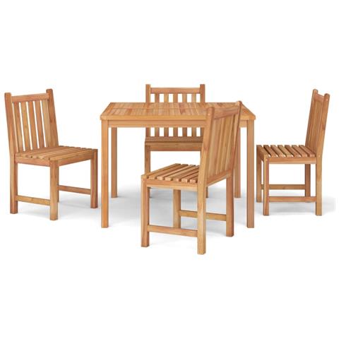 Set Da Pranzo Per Giardino 5 Pz In Legno Massello Di Teak - Foto 2