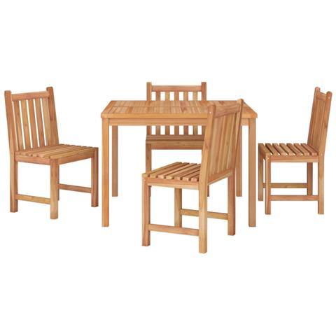 Set Da Pranzo Per Giardino 5 Pz In Legno Massello Di Teak - Foto 3