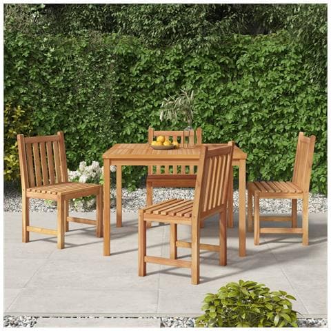 Set Da Pranzo Per Giardino 5 Pz In Legno Massello Di Teak - Foto 1