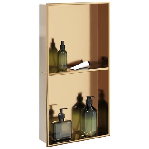 Nicchia Per Doccia Oro Spazzolato 32x62x9cm In Acciaio Inox - Foto 1