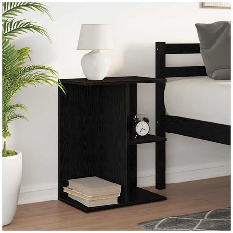 Comodino Rovere Nero 40,5x31x60 Cm In Legno Multistrato - Foto 3
