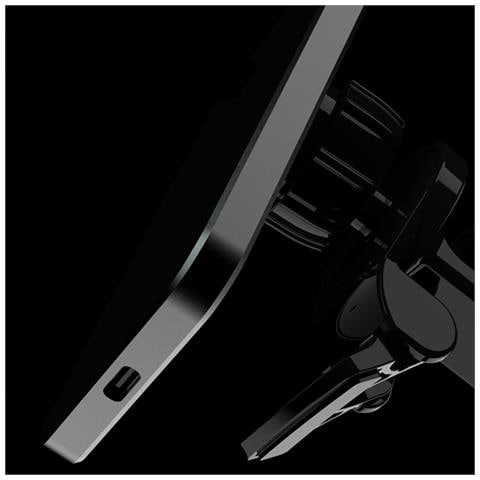 Caricabatteria Da Auto Wireless Magsafe, Con Clip Per Presa D'aria, 15w. Con Luce Ambientale A Led. 9,25x5,9x2,6 Cm. Colore Nero - Foto 2