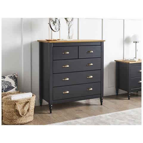 Cassettiera A 5 Cassetti Shillington Legno Di Pino Nero - Foto 1