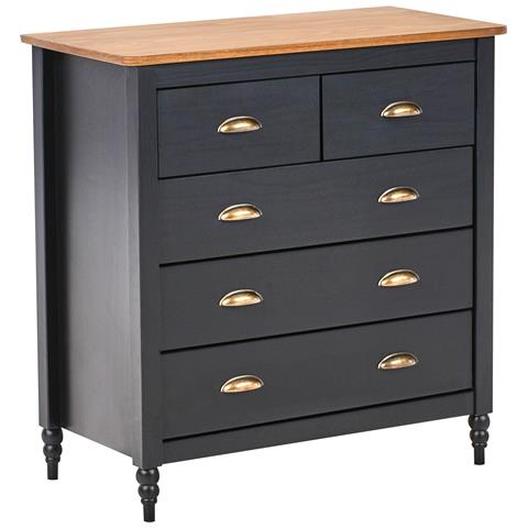 Cassettiera A 5 Cassetti Shillington Legno Di Pino Nero - Foto 2