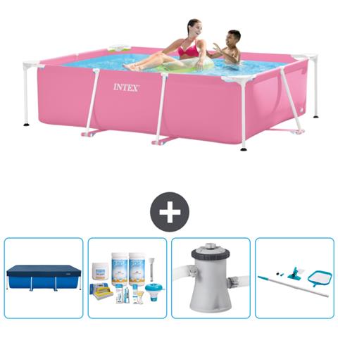 Piscina Fuori Terra - Rettangolo - 220x150x60 Cm - Rosa - Include Accessori Coordinati Cb7 - Foto 1