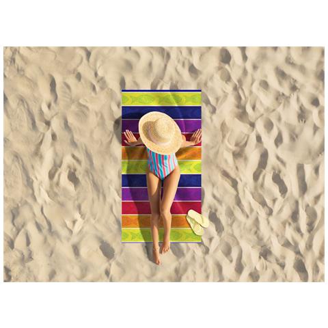 Telo Mare Jacquard Spugna Asciugamano Spiaggia Disegno Fish Pois Telo Mare Multicolore - Foto 2