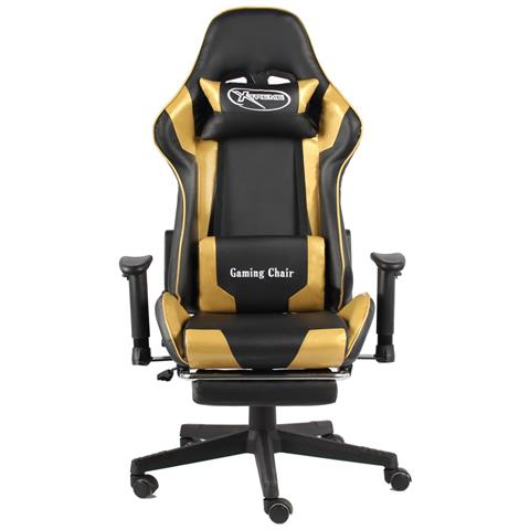 Lusso Casadino - Sedia Da Gaming Girevole Con Poggiapiedi Oro In Pvc - Foto 1