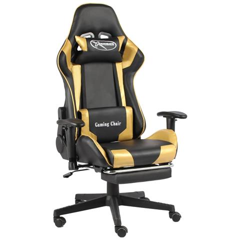 Lusso Casadino - Sedia Da Gaming Girevole Con Poggiapiedi Oro In Pvc - Foto 2