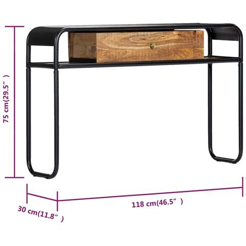 Lusso Casadino -  Tavolo Consolle 118x30x75 Cm In Legno Massello Di Mango - Foto 8
