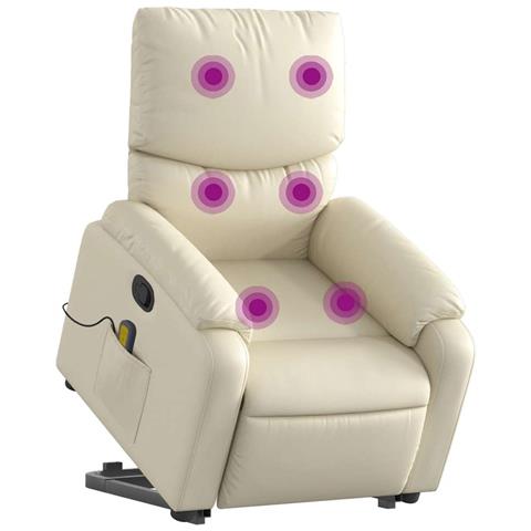 Poltrona Alzapersona Reclinabile Massaggio Crema Similpelle - Foto 2