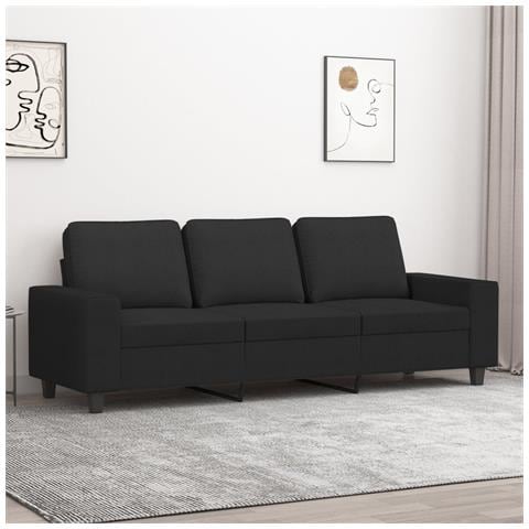 Lusso Casadino -  Divano A 3 Posti Nero 180 Cm In Tessuto - Foto 8
