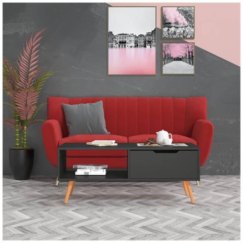 Tavolino Da Salotto Grigio 100x49,5x43 Cm In Legno Multistrato - Foto 7