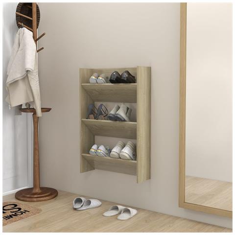 Scarpiera A Muro Rovere Sonoma 60x18x90 Cm In Legno Multistrato - Foto 6