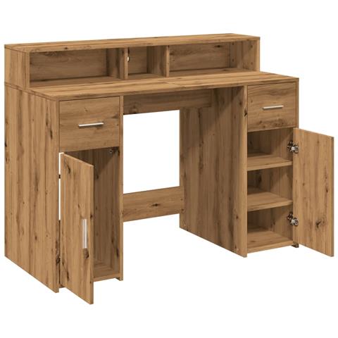 Scrivania con Luci LED Rovere 120x55x91 cm in Legno Multistrato - Foto 9