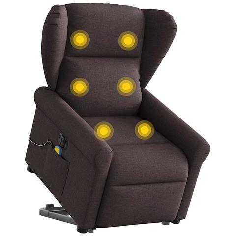 Poltrona Alzapersona Massaggio Elettrica Marrone Scuro Tessuto - Foto 1