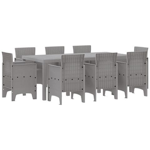 Set Pranzo Giardino 9 Pezzi Grigio Chiaro Polyrattan - Foto 1