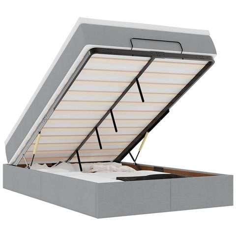 Struttura Letto Pouf con Materasso 120x190 cm in Tessuto - Foto 1