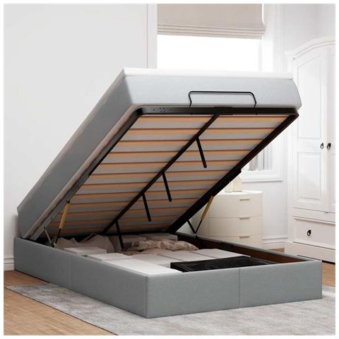 Struttura Letto Pouf con Materasso 120x190 cm in Tessuto - Foto 2