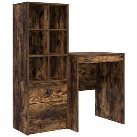 Scrivania con Archiviazione Rovere Affumicato Legno Ingegnere - Foto 1