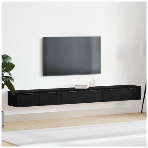 Armadi a parete Set di 2 Rovere nero 102x30x20 cm Legno ingegnerizzato - Foto 2