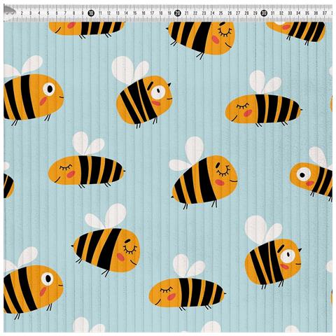 Velluto A Coste Blu Api 1m X 140cm Tessuto Decorativo Per Bambini - Foto 4