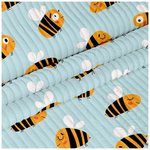 Velluto A Coste Blu Api 1m X 140cm Tessuto Decorativo Per Bambini - Foto 1