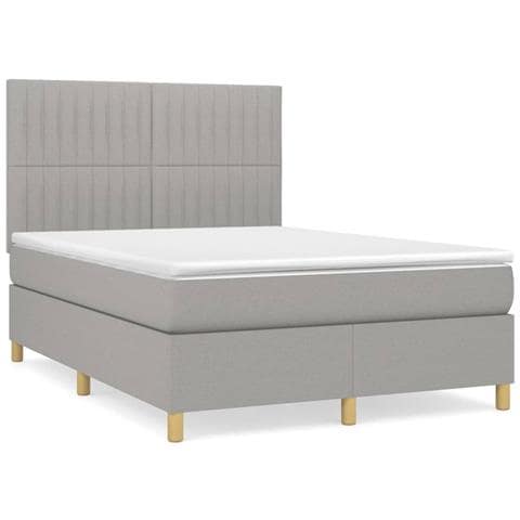 Giroletto a Molle con Materasso Grigio Chiaro 140x200cm Tessuto - Foto 1