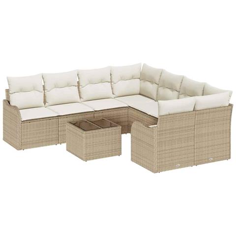 Set Divano da Giardino 9 pcs Beige e Crema 55 x 55 x 37 cm - Foto 1
