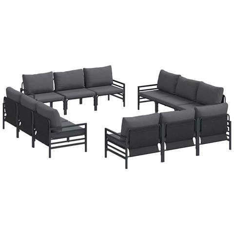 Set Divano da Giardino 12 pcs Antracite Acciaio - Foto 1