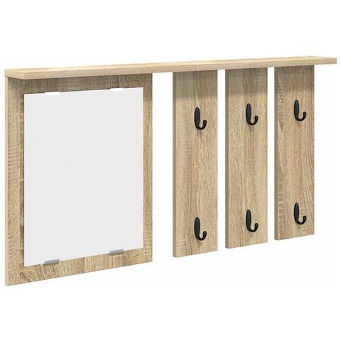 Appendiabiti a muro con specchio rovere sonoma 85 x 10 x 45 cm - Foto 1