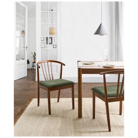Set Di 2 Sedie Da Pranzo Craig Legno Marrone Scuro /verde - Foto 1