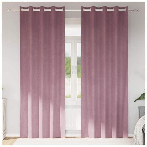 Tende con tende 2 pcs Rosa scuro 140 x 260 cm Velluto - Foto 2