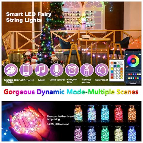 Catena Luminosa Pixel Led 15m 150 Con Controllo App Bluetooth E Telecomando 24 Tasti - Foto 2