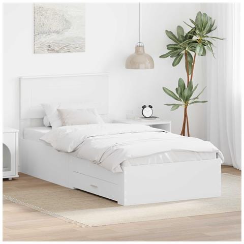 Struttura del letto con testiera Bianco e Argento 75 x 190 cm - Foto 2