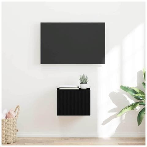 Mobile TV da parete Nero 60 x 31 x 29.5 cm Legno multistrato - Foto 2