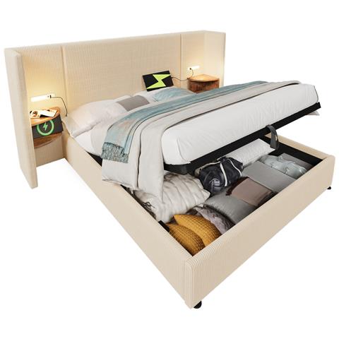 Letto Con Testiera Multifunzione: Luce Regolabile, Usb E Mensola - Foto 1