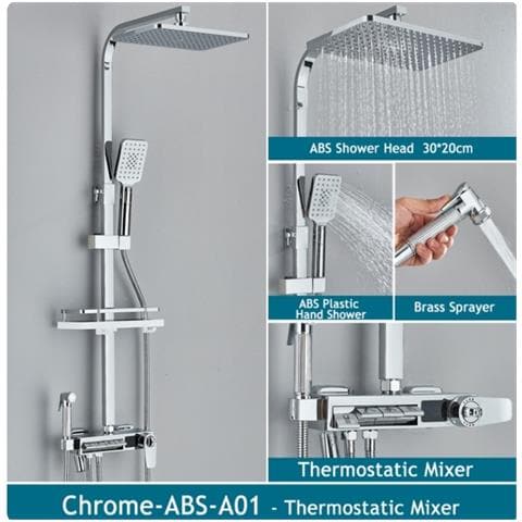 Colonna doccia, Blackswan, Tipo M250, modello cromato lucido, 4 vie, termostato, display LCD, doccetta a pressione e bocca mobile nascosta, dimensioni 30 x 20 cm - Foto 2