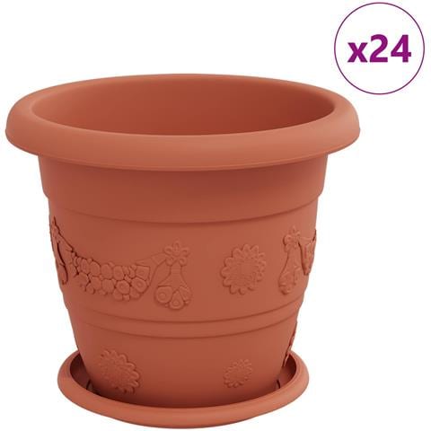 Vasi per Piante 24 pcs Rosso Mattone Ø 26 x 21.5 cm Plastica - Foto 1