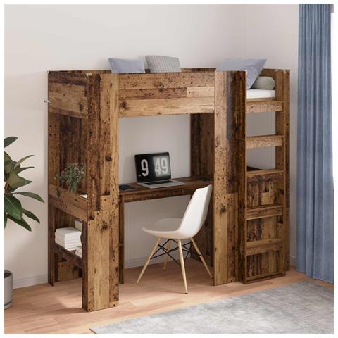 Struttura letto a castello con scrivania Legno vecchio - Foto 2