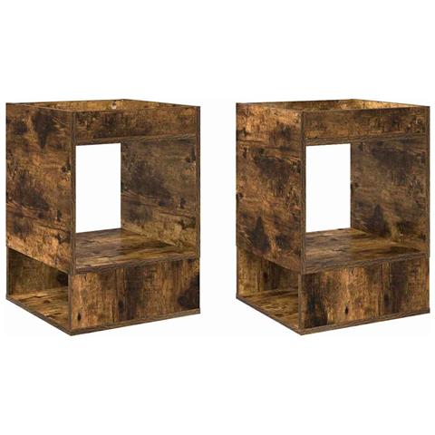 Tavolino 2 pcs Rovere fumé 40 x 40 x 56 cm Legno multistrato - Foto 1