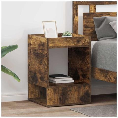 Tavolino 2 pcs Rovere fumé 40 x 40 x 56 cm Legno multistrato - Foto 2