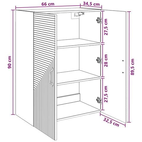 Mobiletto a muro Bianco Lucido 66 x 34,5 x 90 cm - Foto 7
