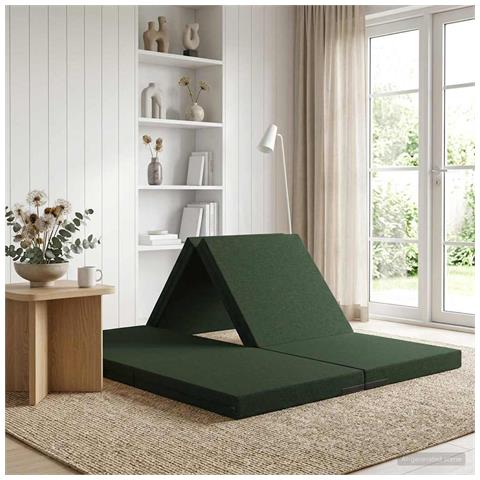 Divano Letto Pieghevole 140 x 67 x 45 cm Verde Scuro - Foto 2