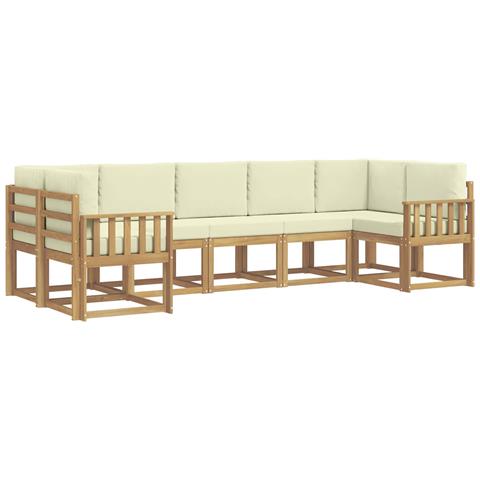 Set di divani da esterno con cuscino 7 pcs Bianco e Crema - Foto 1