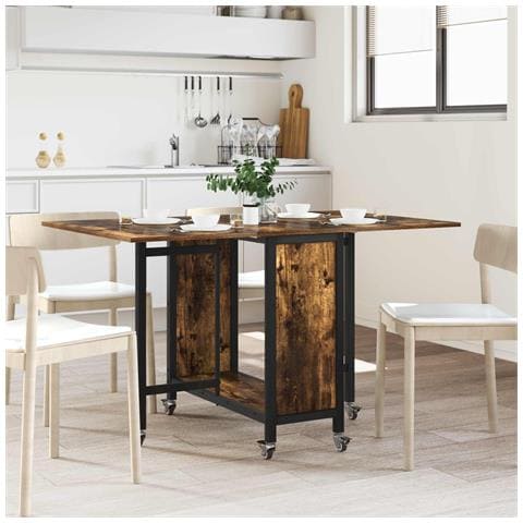 Tavolo da pranzo pieghevole con ruote 130 x 80 x 76,5 cm - Foto 2