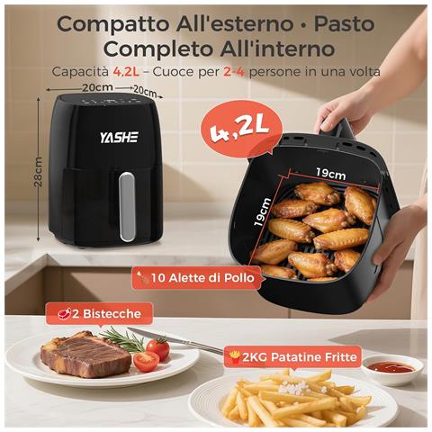 Friggitrice ad aria LQ-4201B. 4.2 L. 1500 W. 6 programmi - Foto 2