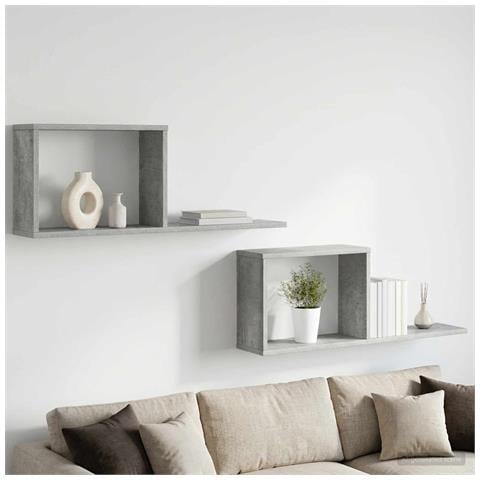 Scaffali flottanti 2 pz Grigio Cemento 80 x 15 x 30 cm - Foto 2