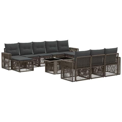 Set Divano da Giardino 11 pz Grigio e Grigio Scuro polyrattan - Foto 1