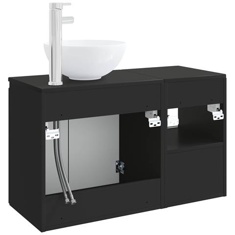 Set di mobili per il bagno 2 pz Nero Legno ingegnerizzato - Foto 2